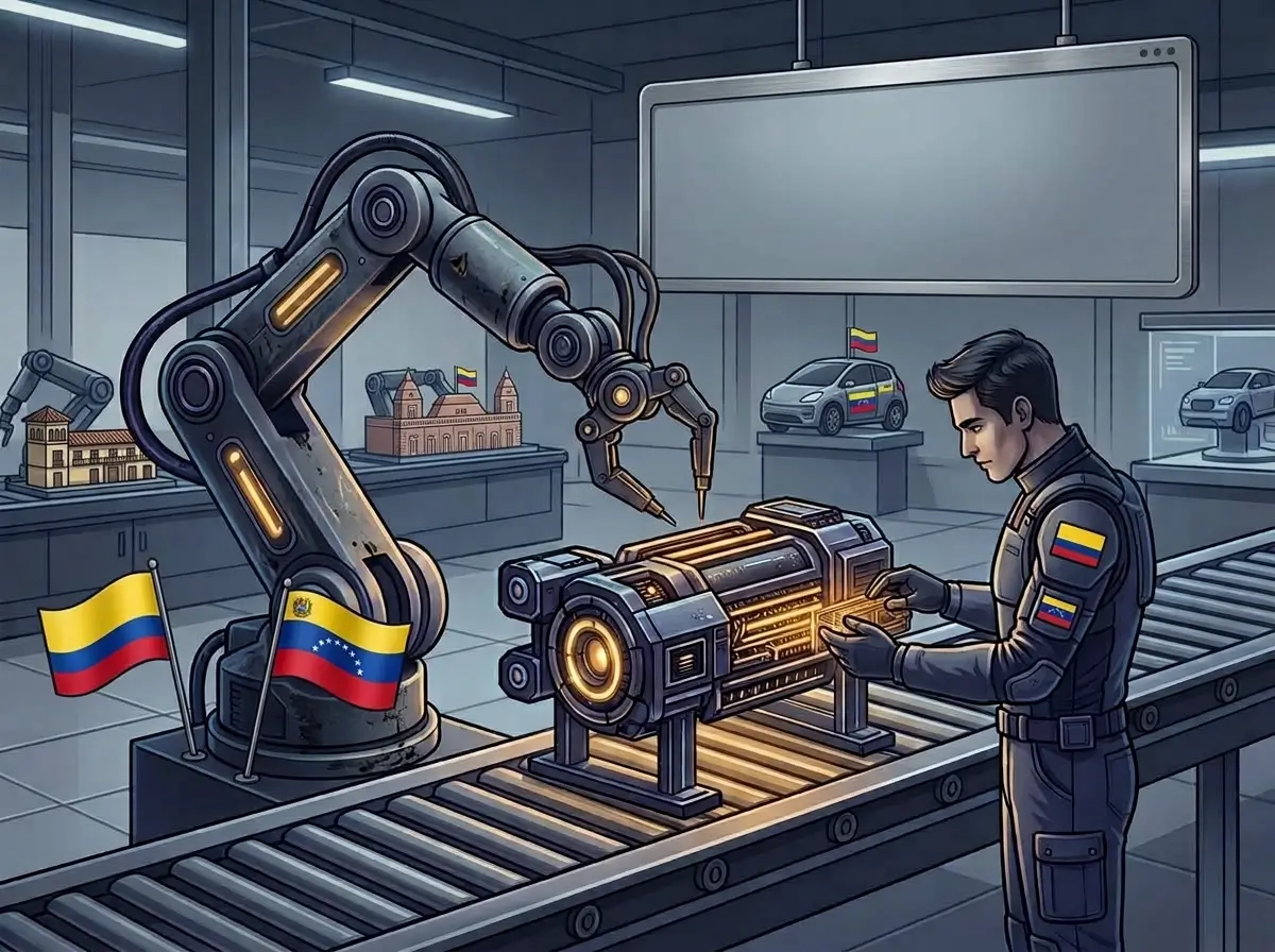 Muestra comercial y tecnológica con stands de soluciones de IA y robótica